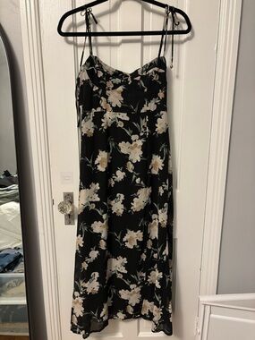 Petal & Pup Black Floral Tie-Shoulder Midi Dress